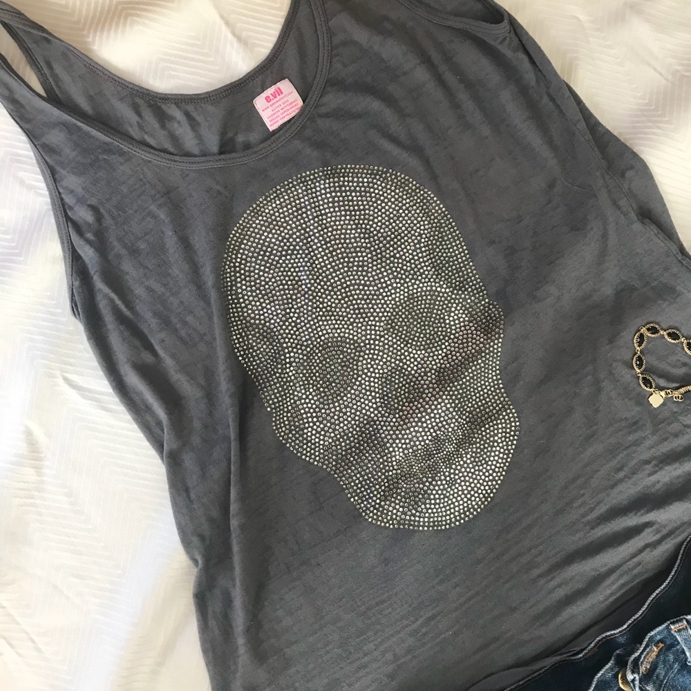 Jeweled skull tank top